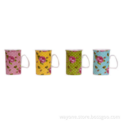 Fine China Mugs with Chintz Pattern and 11oz Volume, Ideal for Gifts and Promotions